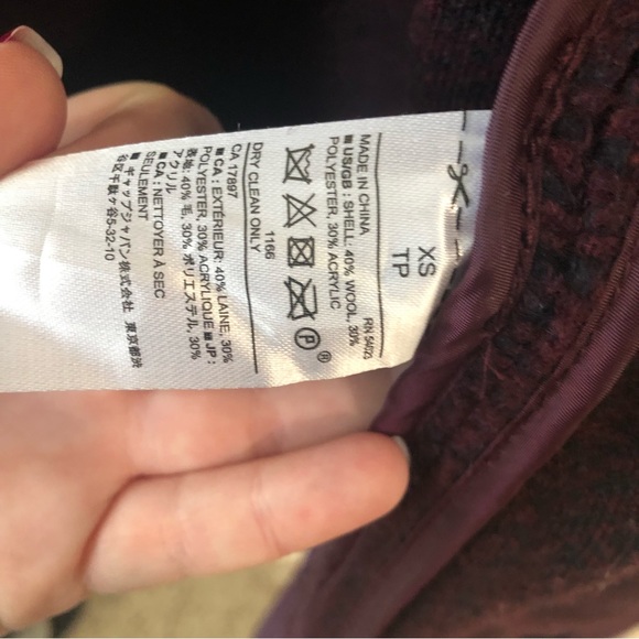 Banana Republic Wool Blend Overcoat Beetroot Burgundy Red heather tweed - Picture 4 of 12